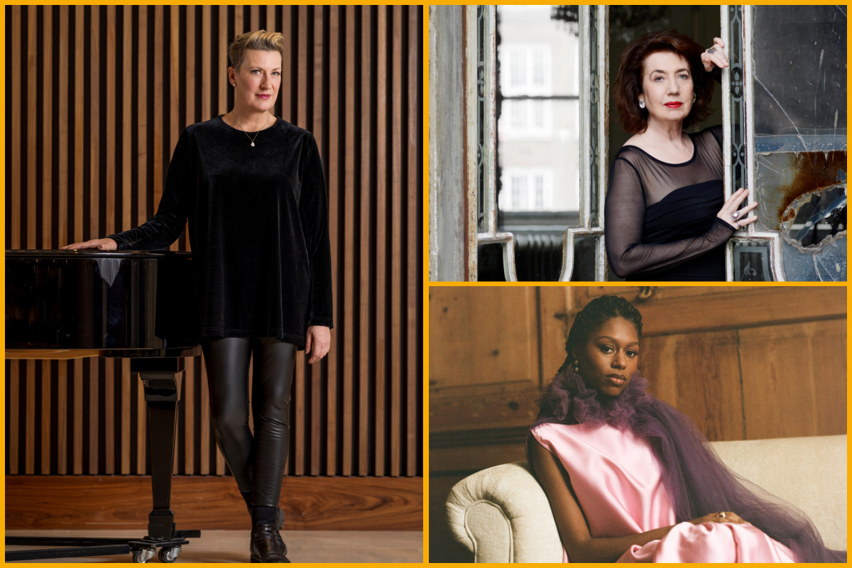 Collage of Sarah Connolly, Imogen Cooper, Isata Kanneh Mason